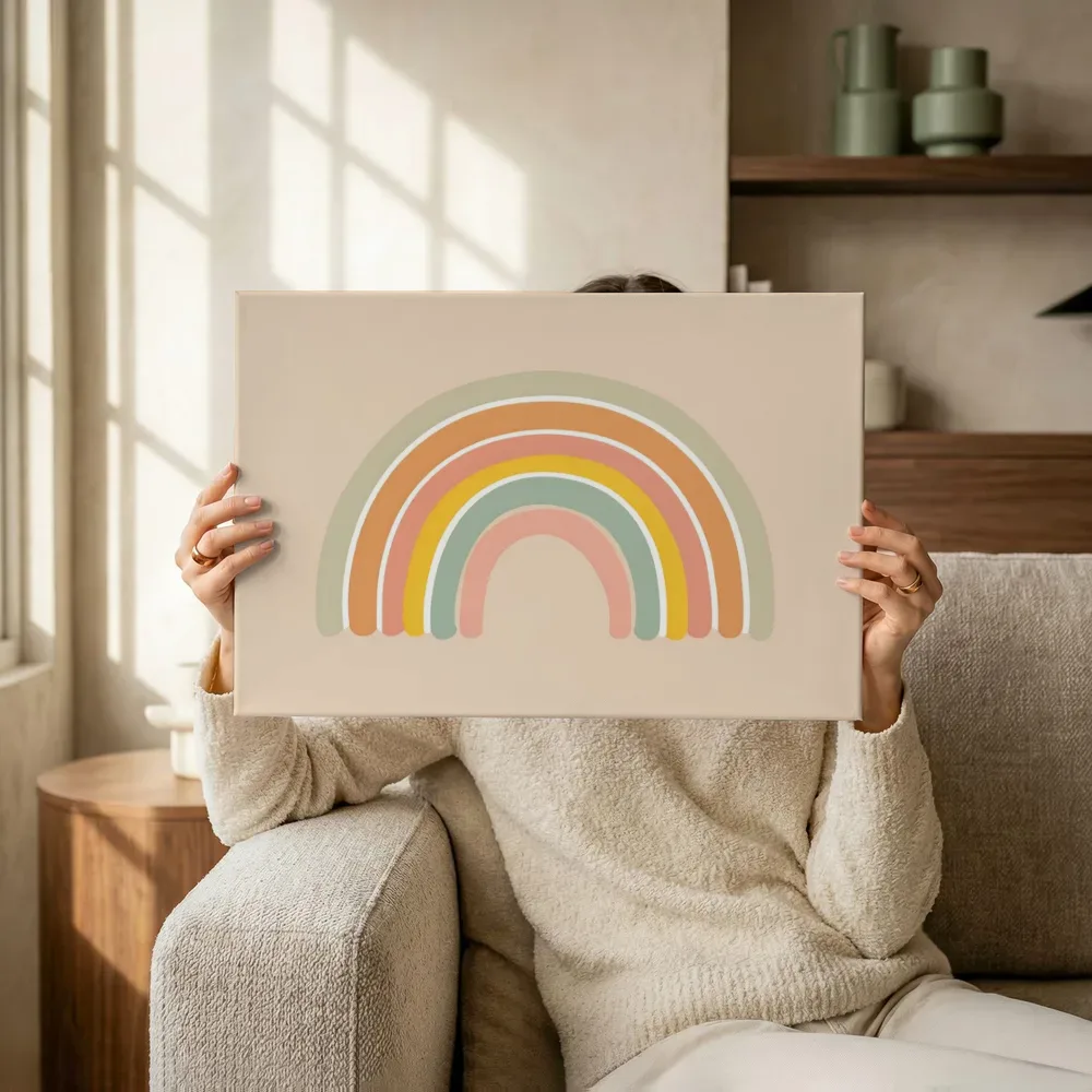 Sfeerimpressie: Pastel regenboog terwijl het omhoog wordt gehouden