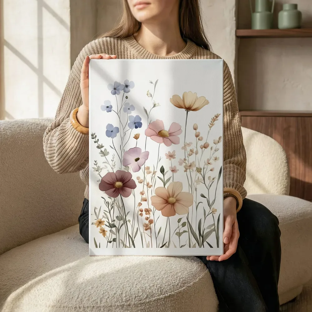Sfeerimpressie: Pastel veldbloemen mix terwijl het zittend wordt getoond