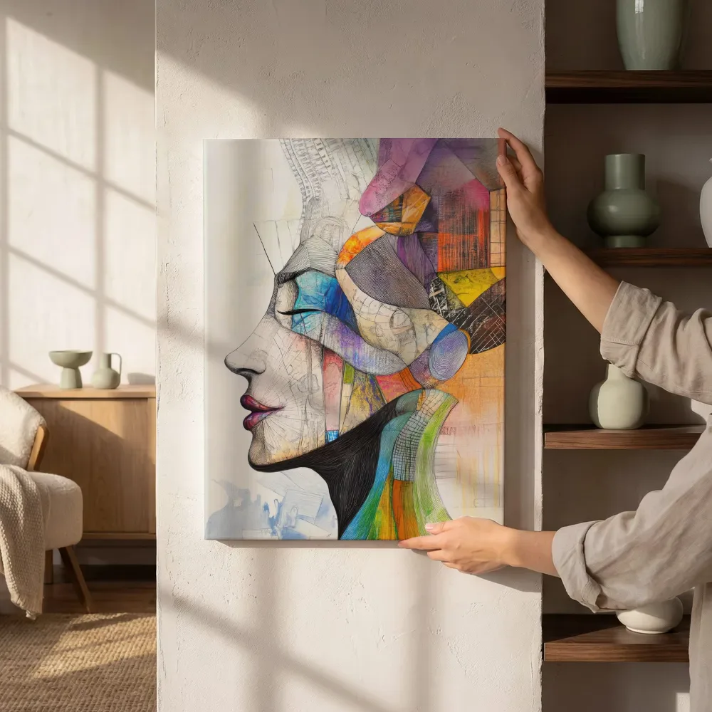 Sfeerimpressie: Patchwork collage profiel naast de kast