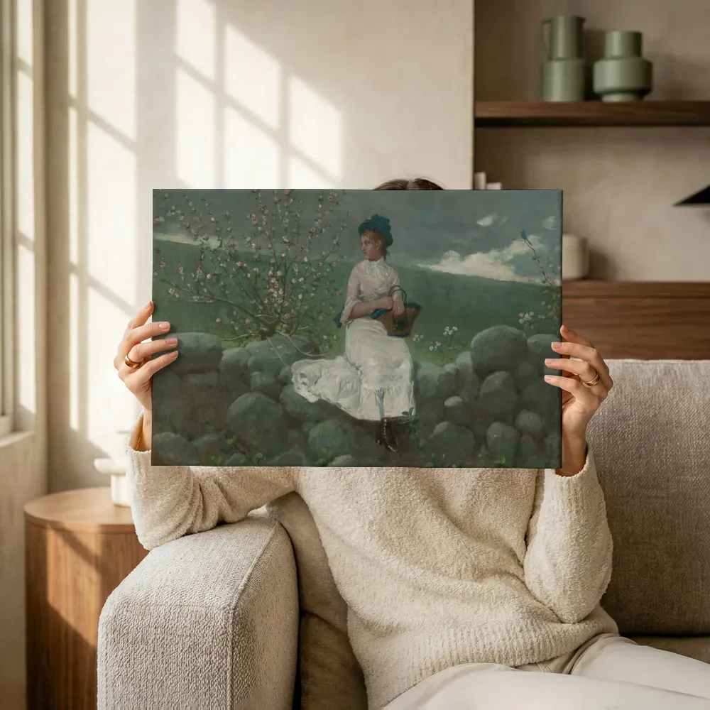 Sfeerimpressie: Peach Blossoms van Winslow Homer terwijl het omhoog wordt gehouden