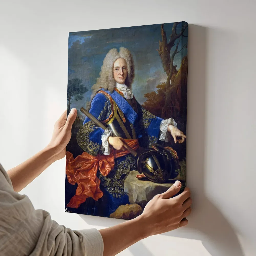 Sfeerimpressie: Filips V, koning van Spanje (1723) van Jean Ranc terwijl het aan de muur wordt gehangen