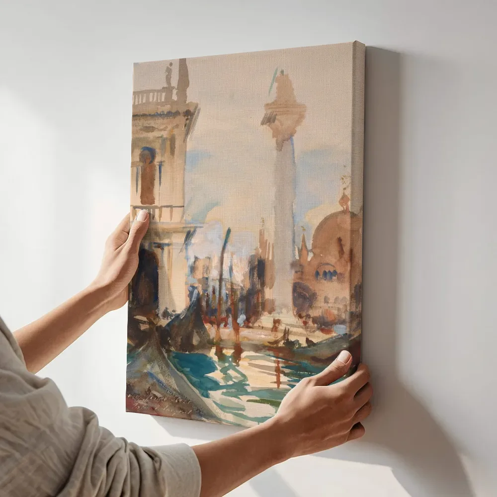 Sfeerimpressie: Piazzetta, nr. 2 van John Singer Sargent terwijl het aan de muur wordt gehangen