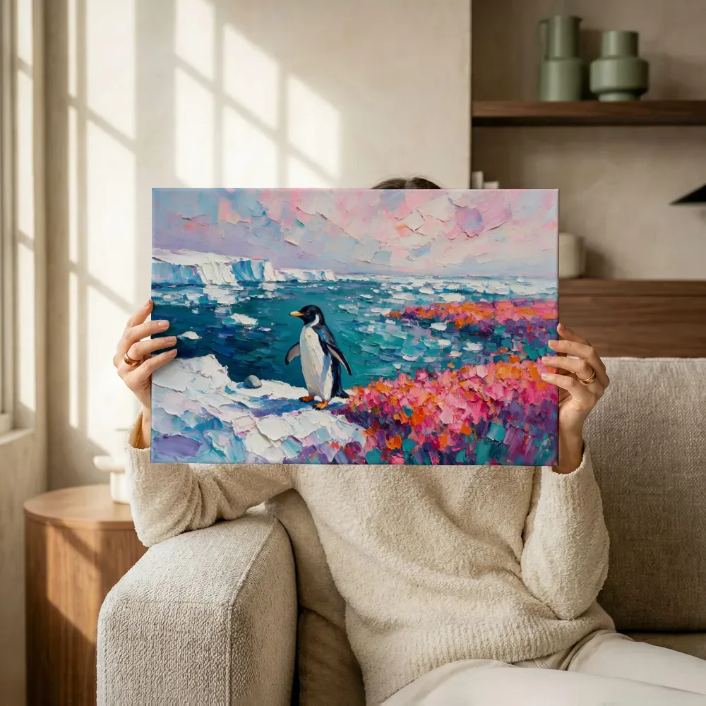 Sfeerimpressie: Pinguïn donker in het landschap in een bloementuin terwijl het wordt opgehangen