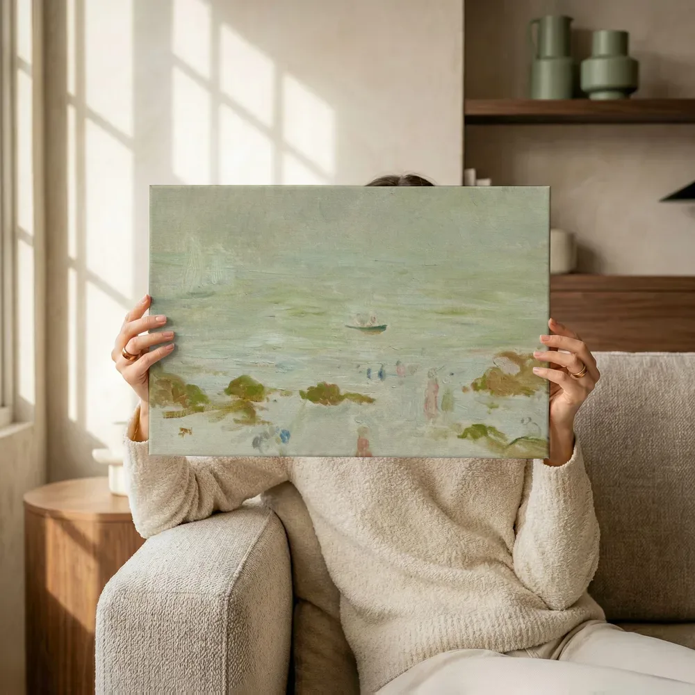 Sfeerimpressie: Het strand van de gravin in de nevel van Berthe Morisot terwijl het omhoog wordt gehouden