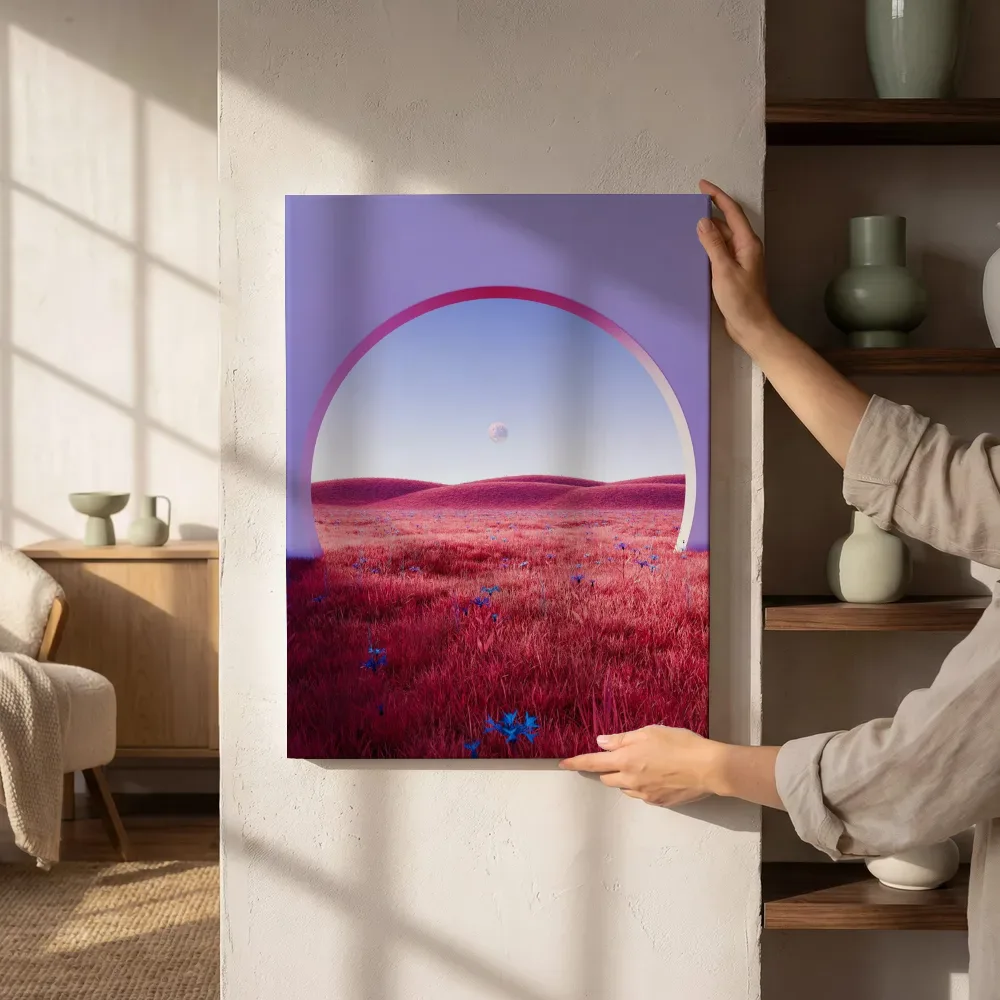 Sfeerimpressie: Poort naar de maan in magenta veld naast de kast
