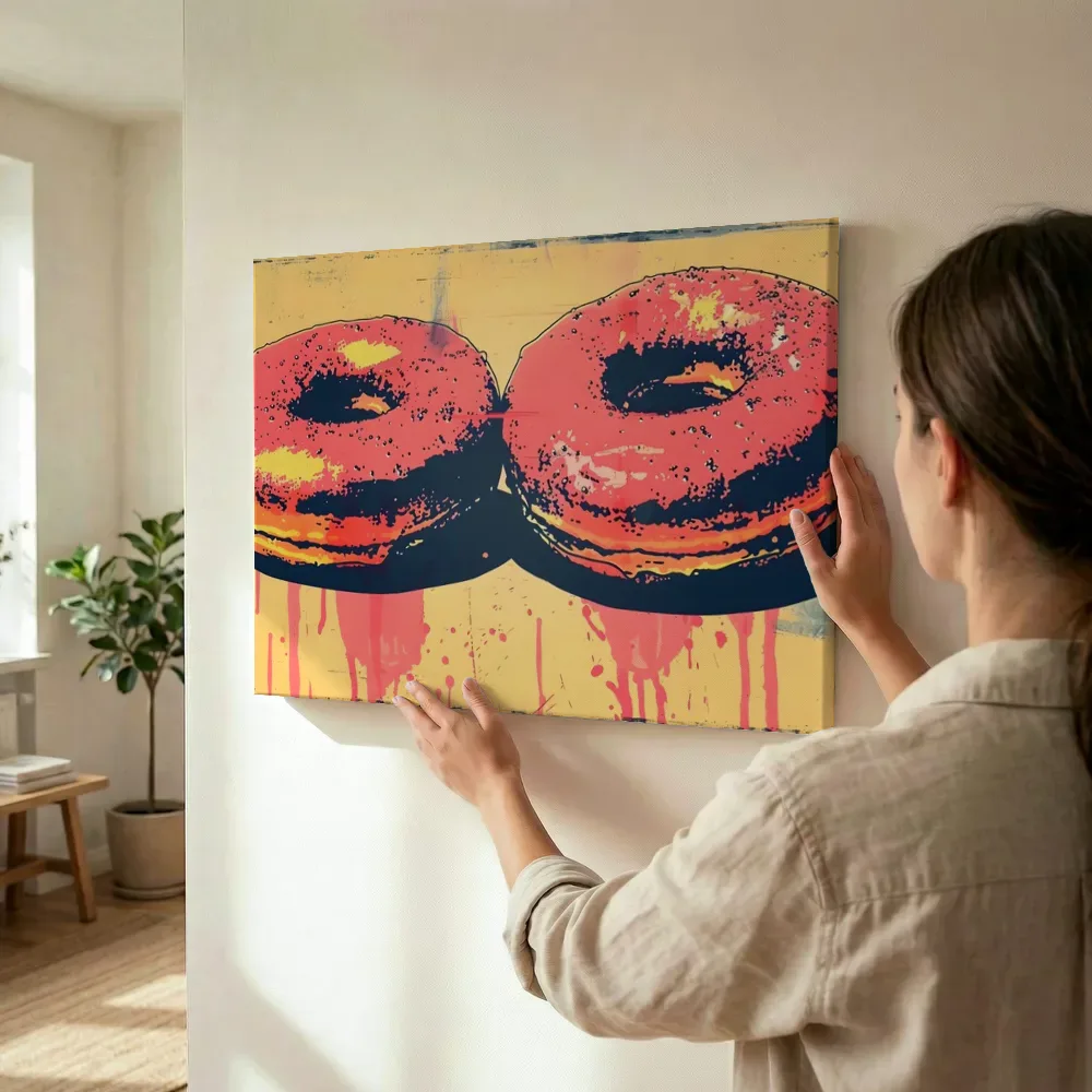 Sfeerimpressie: Pop-art donuts symmetrie terwijl het wordt opgehangen