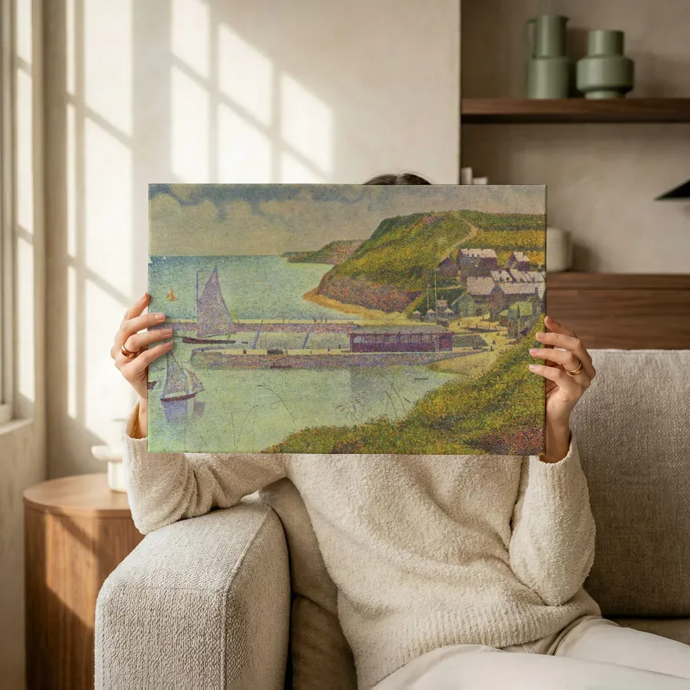 Sfeerimpressie: Port-en-Bessin, avant-port, marée haute van Georges Seurat terwijl het omhoog wordt gehouden