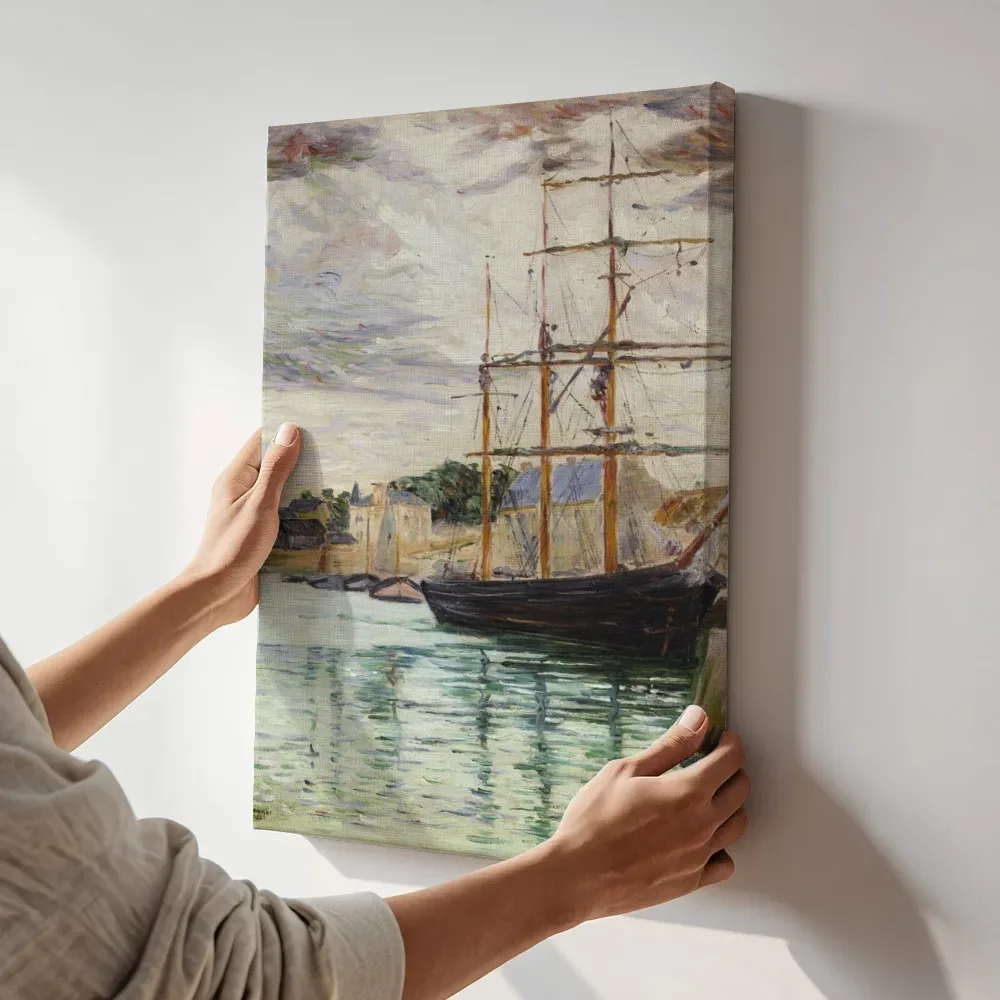 Sfeerimpressie: Port-en-Bessin, de driemasters aan de kade van Paul Signac terwijl het aan de muur wordt gehangen