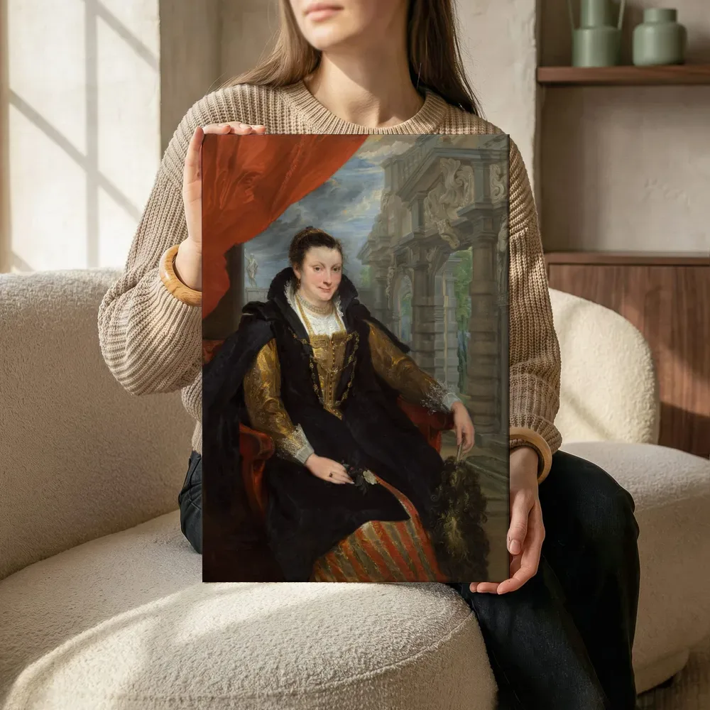 Sfeerimpressie: Portret van Isabella Brant van Anthony van Dyck terwijl het zittend wordt getoond
