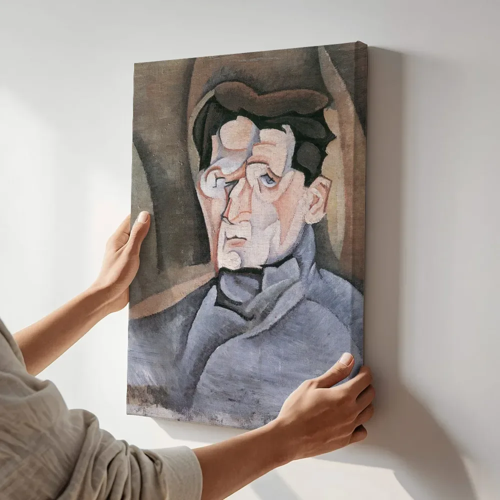 Sfeerimpressie: Portret van Maurice Raynal van Juan Gris terwijl het aan de muur wordt gehangen