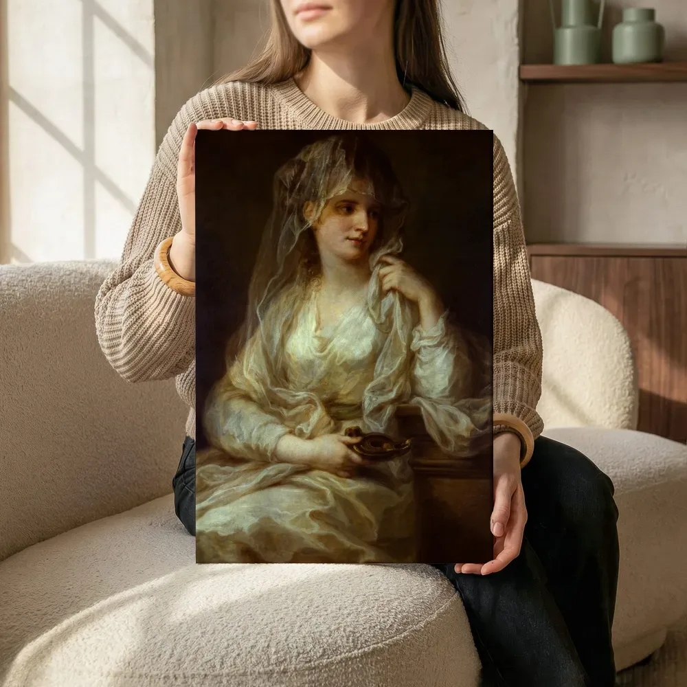 Sfeerimpressie: Portret van een dame als vestaalse maagd van Angelica Kauffmann terwijl het zittend wordt getoond