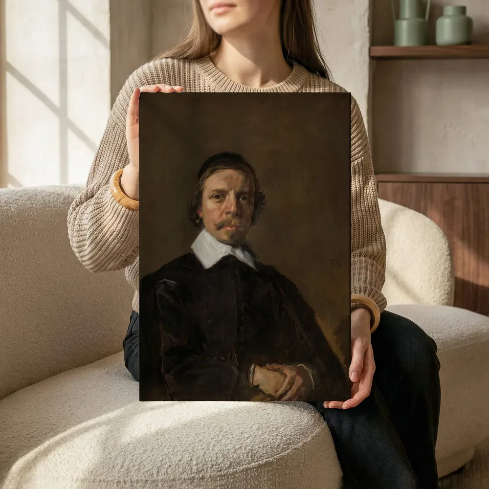 Sfeerimpressie: Portret van een man, mogelijk een geestelijke van Frans Hals terwijl het zittend wordt getoond
