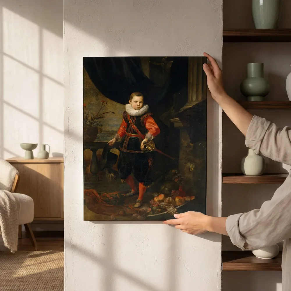 Sfeerimpressie: Portret van een jongeman van Jan Roos naast de kast