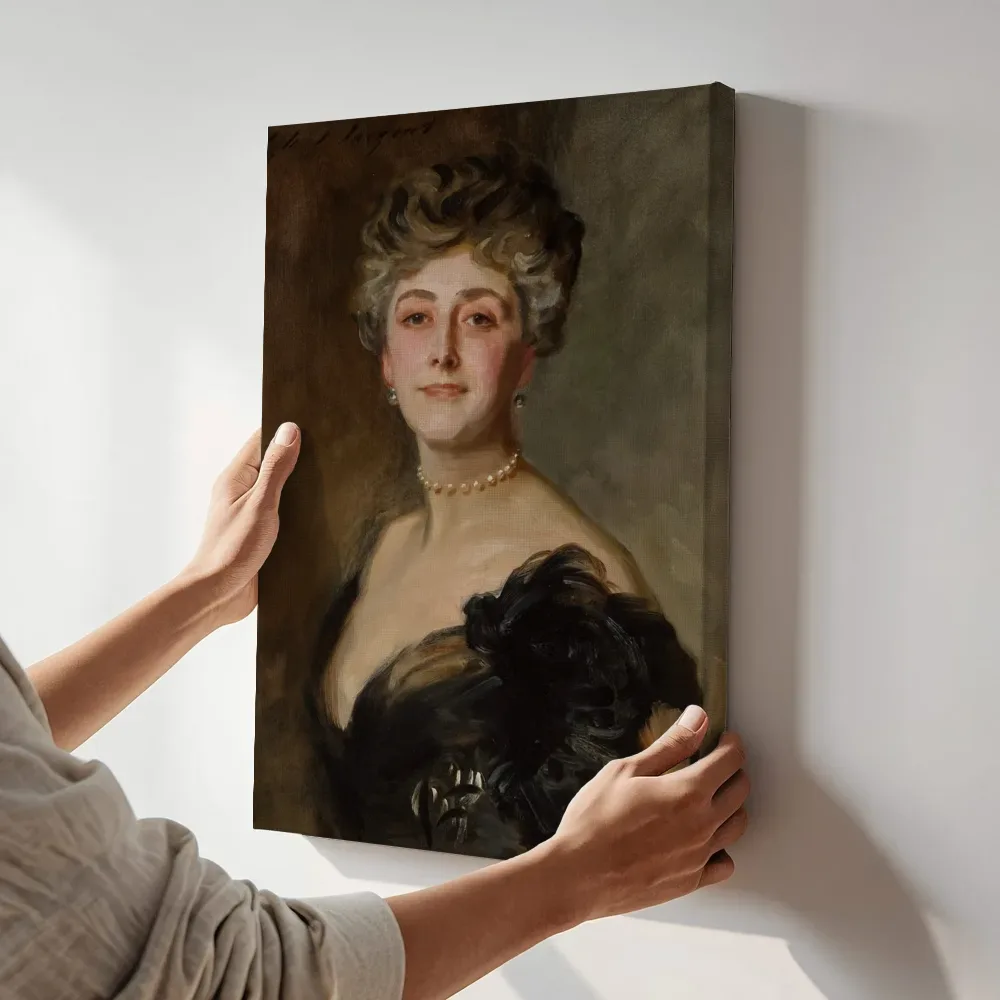 Sfeerimpressie: Portret van Constance Gladys, gravin de Grey van John Singer Sargent terwijl het aan de muur wordt gehangen
