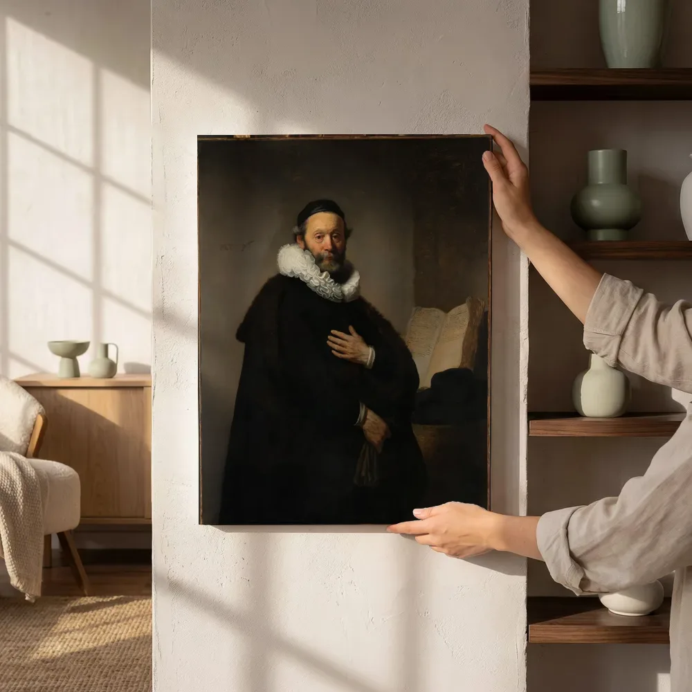 Sfeerimpressie: Portret van Johannes Wtenbogaert van Rembrandt van Rijn naast de kast