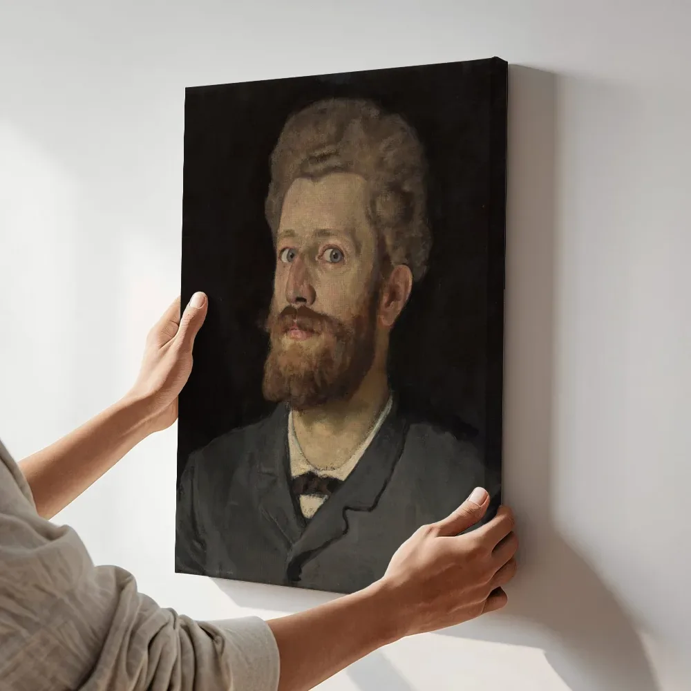 Sfeerimpressie: Portret van Louis Montchal van Ferdinand Hodler terwijl het aan de muur wordt gehangen