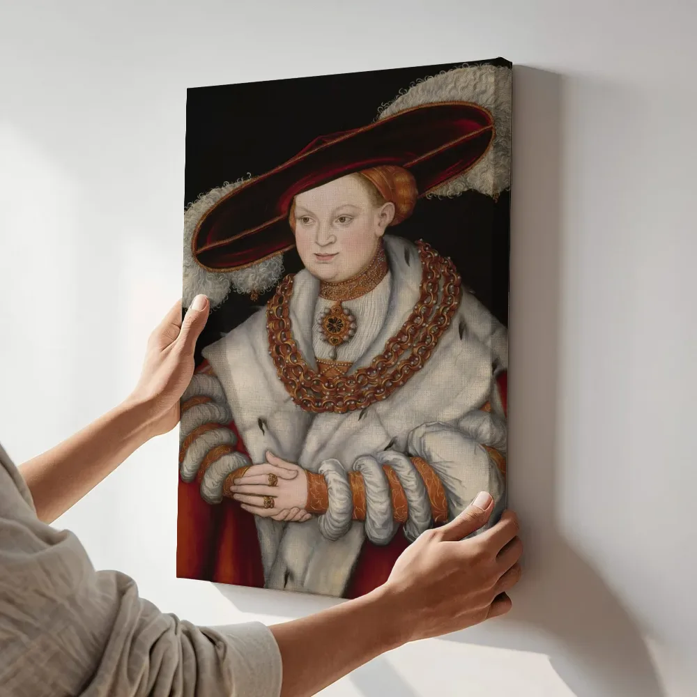 Sfeerimpressie: Portret van Magdalena van Saksen van Jan Brueghel de Oude terwijl het aan de muur wordt gehangen