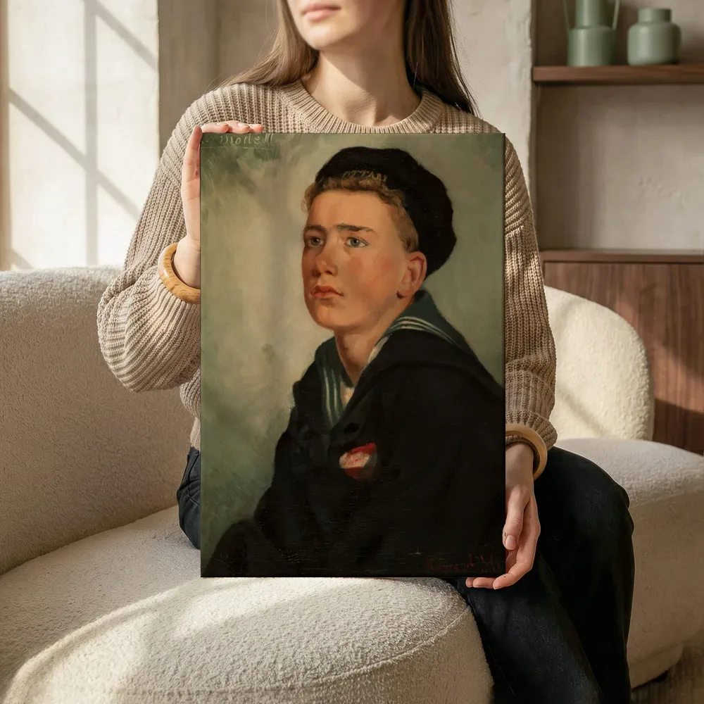 Sfeerimpressie: Portret met een schouderstuk van Hilma af Klint terwijl het zittend wordt getoond