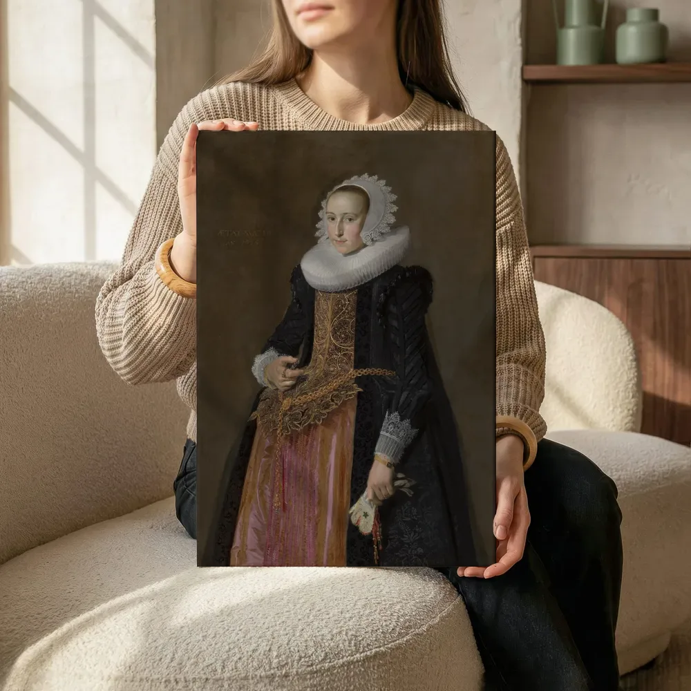 Sfeerimpressie: Portret van Aletta Hanemans (1606-1653) van Frans Hals terwijl het zittend wordt getoond