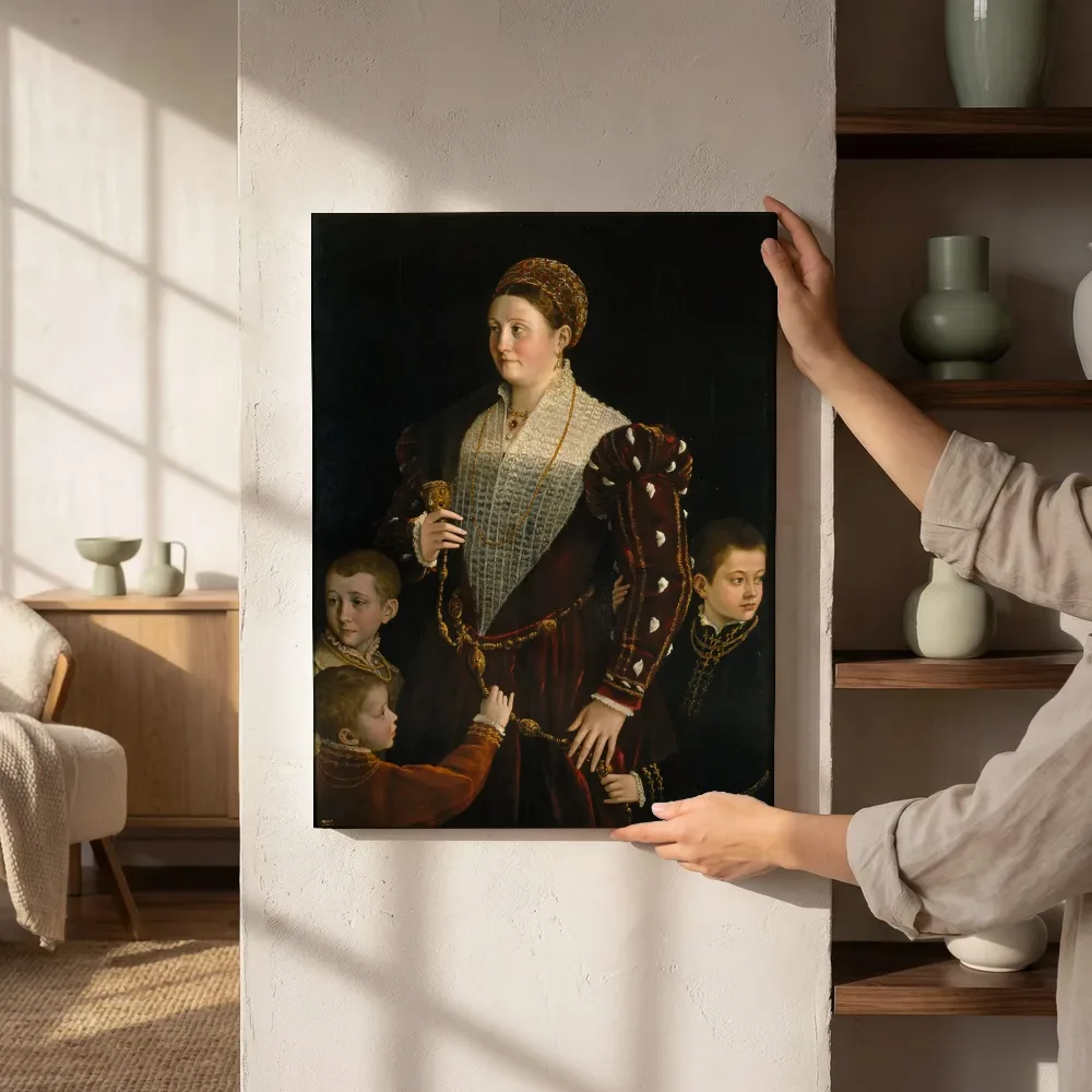 Sfeerimpressie: Portret van Camilla Gonzaga en haar drie zoonen van Parmigianino naast de kast