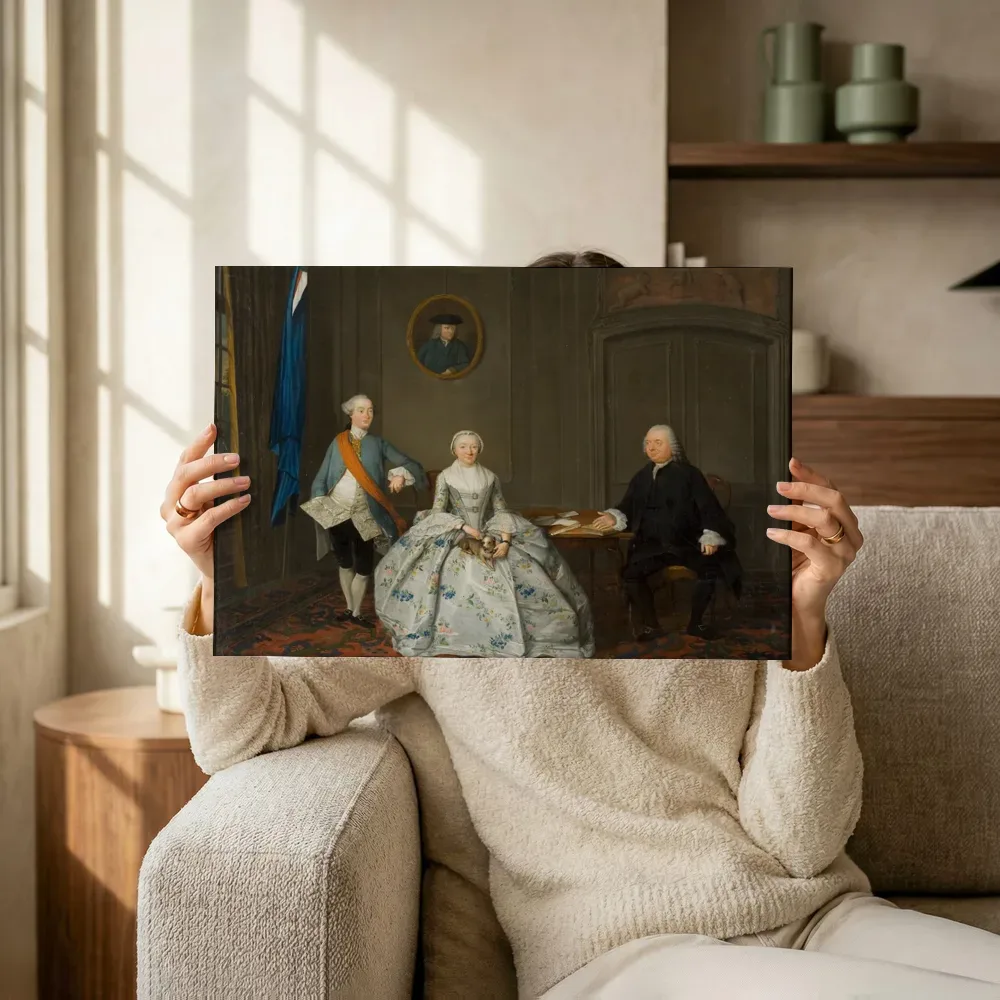Sfeerimpressie: Portret van de familie Van den Broeck van Tibout Regters terwijl het omhoog wordt gehouden