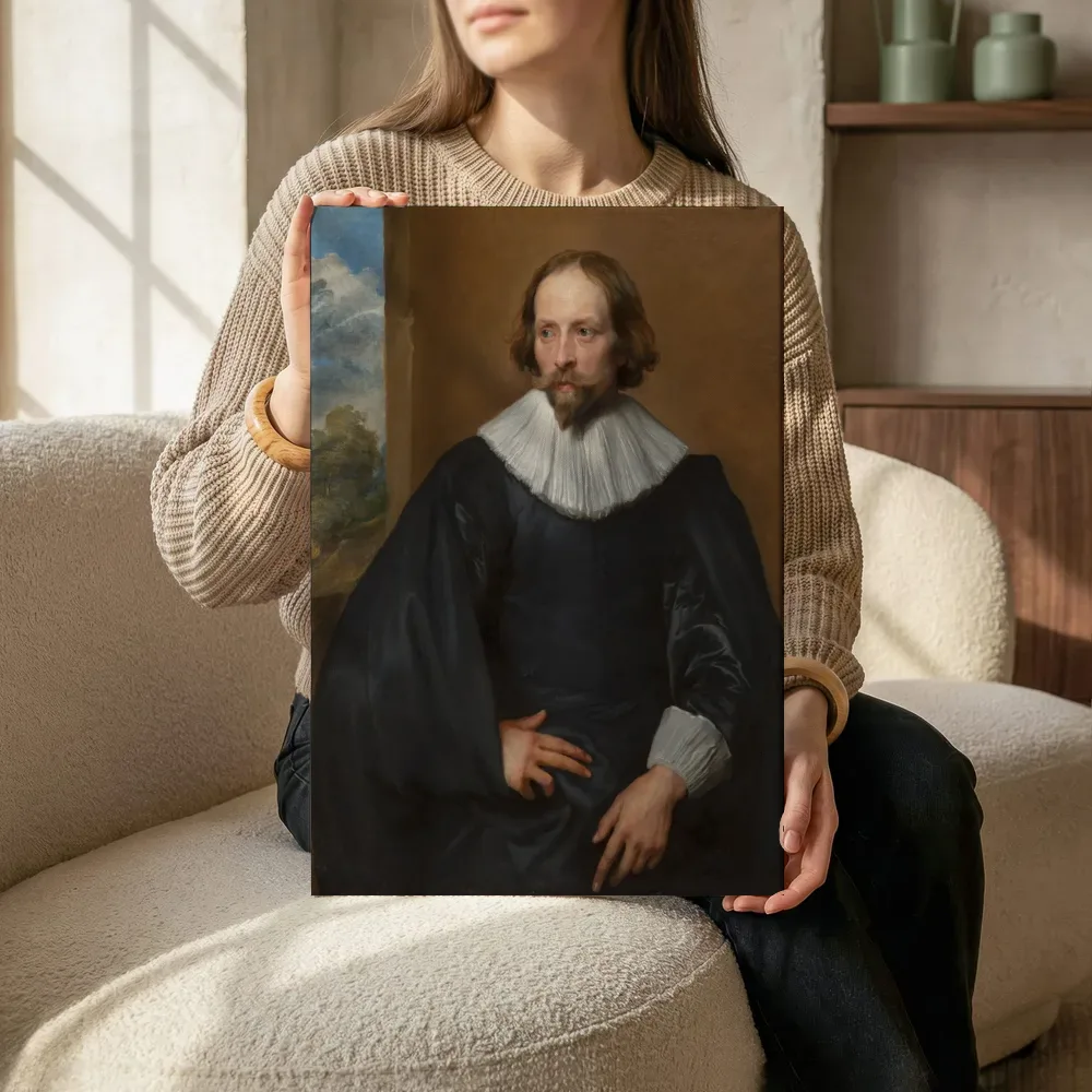 Sfeerimpressie: Portret van de schilder Quintijn Simons (geboren 1592) van Anthony van Dyck terwijl het zittend wordt getoond