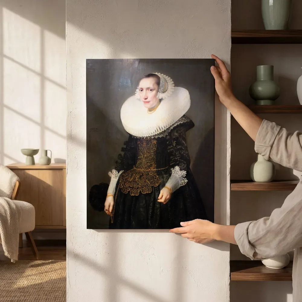 Sfeerimpressie: Portret van een dame van Michiel Jansz. van Mierevelt naast de kast