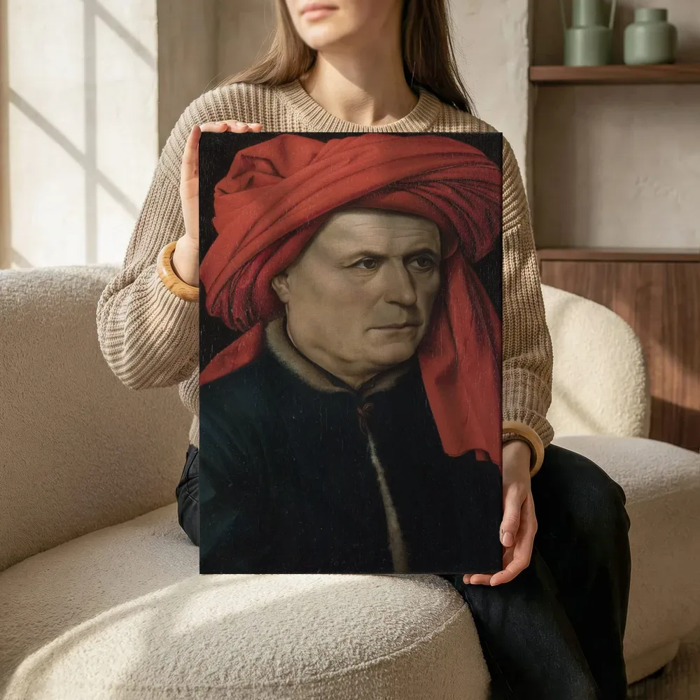 Sfeerimpressie: Portret van een man van Robert Campin terwijl het zittend wordt getoond