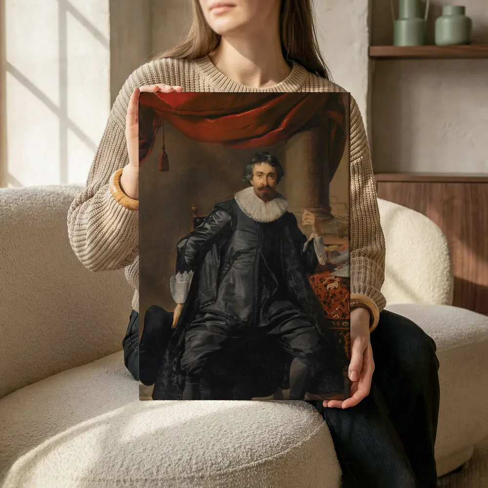 Sfeerimpressie: Portret van een man van Thomas de Keyser terwijl het zittend wordt getoond