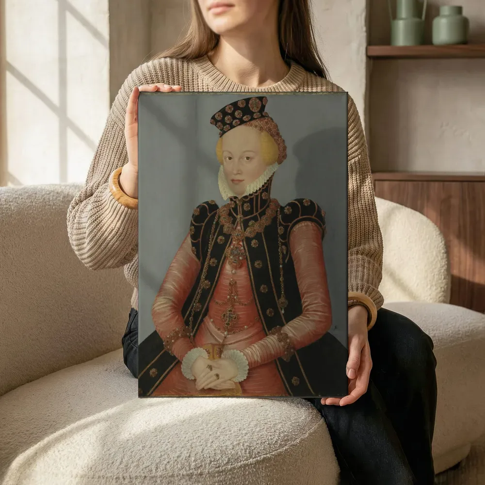 Sfeerimpressie: Portret van een vrouw, mogelijk Elisabeth von Ansbach, Markgräfin von Beyreuth (?-?) van Lucas Cranach de Jonge terwijl het zittend wordt getoond