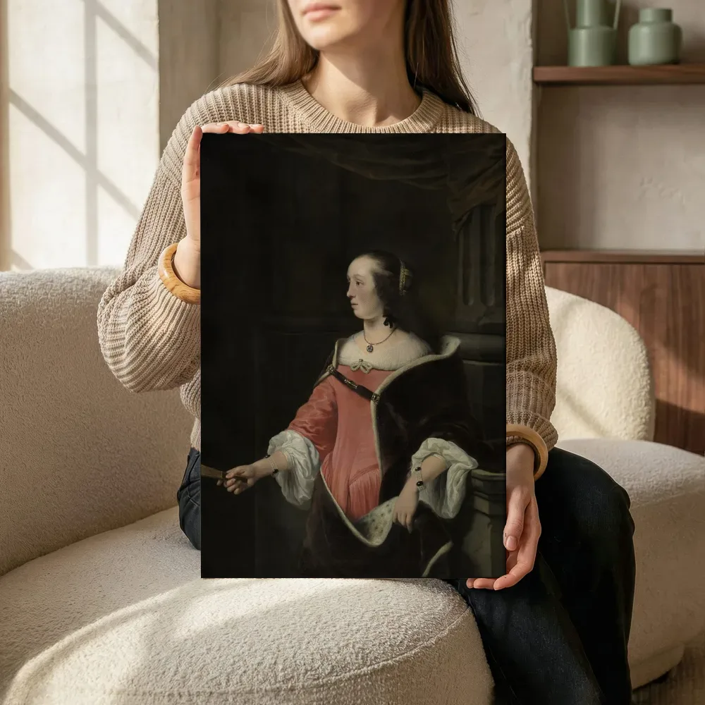 Sfeerimpressie: Portret van een vrouw van Ferdinand Bol terwijl het zittend wordt getoond