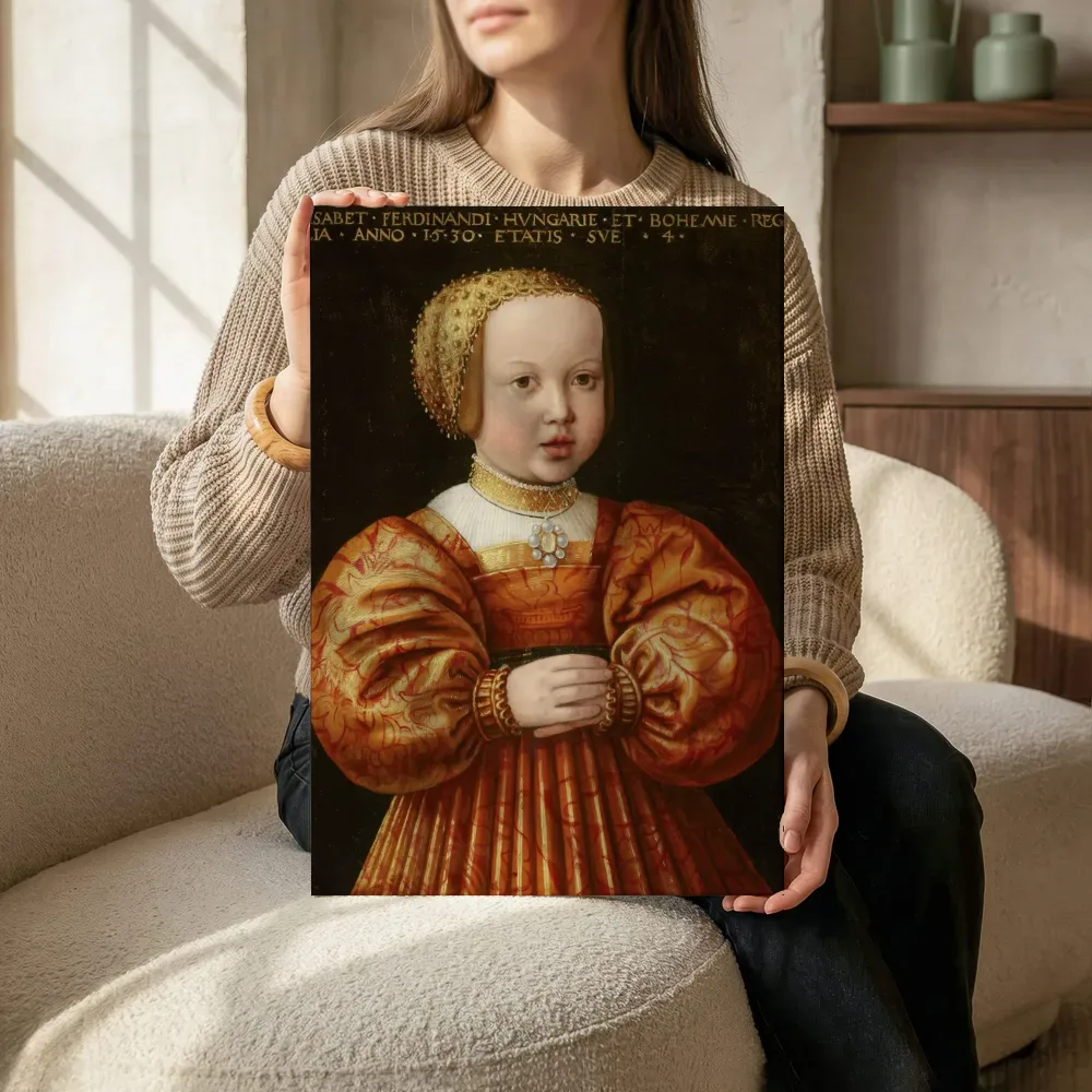 Sfeerimpressie: Portret van Elisabeth van Oostenrijk (1526-1545) van Jakob Seisenegger terwijl het zittend wordt getoond