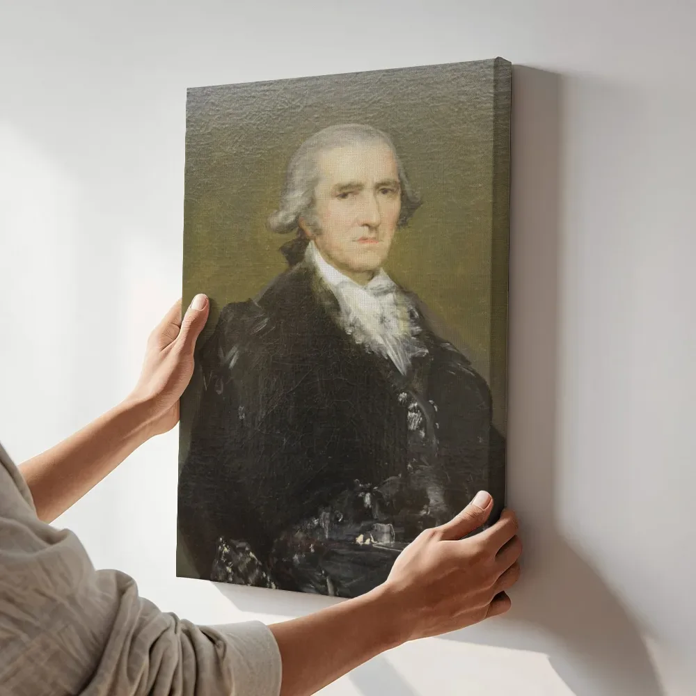 Sfeerimpressie: Portret van Francisco Bayeu van Francisco Goya terwijl het aan de muur wordt gehangen
