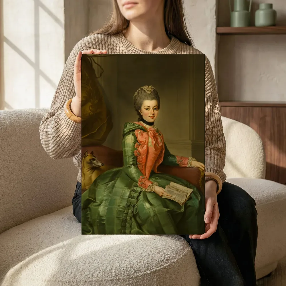 Sfeerimpressie: Portret van Frederika Sophia Wilhelmina (1751-1820), prinses van Pruisen, echtgenote van Willem V, prins van Oranje-Nassau van Johann Georg Ziesenis terwijl het zittend wordt getoond