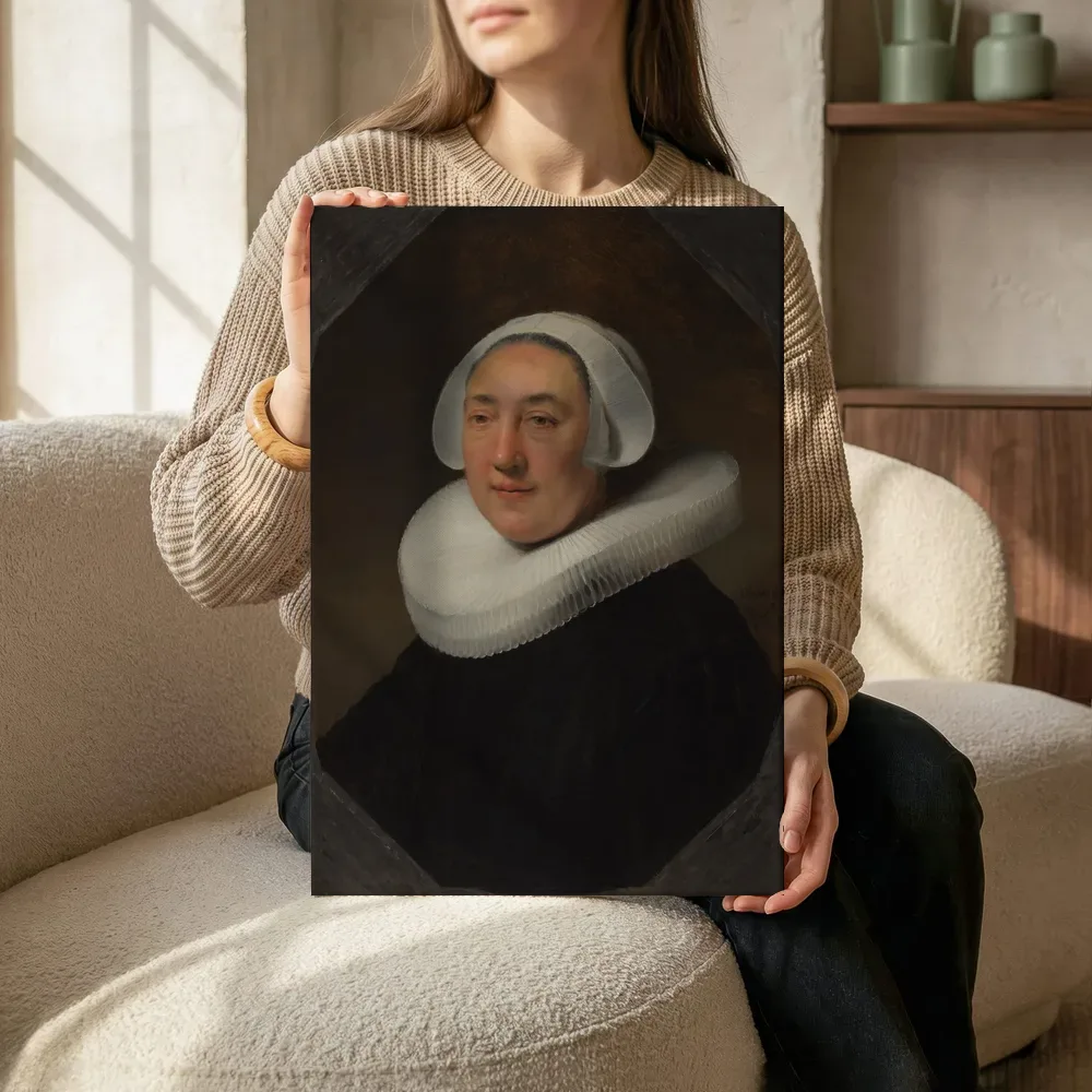 Sfeerimpressie: Portret van Haesje Jacobsdr van Cleyburg van Rembrandt van Rijn terwijl het zittend wordt getoond