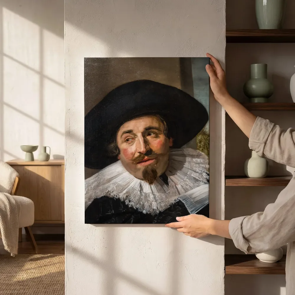 Sfeerimpressie: Portret van Isaac Massa (1586-1643) van Frans Hals naast de kast