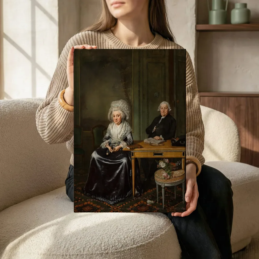 Sfeerimpressie: Portret van Jacob Feitema (1726-1797) en zijn echtgenote Elizabeth de Haan (1735-1800) van Wybrand Hendricks terwijl het zittend wordt getoond