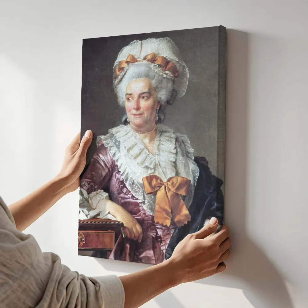 Sfeerimpressie: Portret van madame Charles-Pierre Pecoul van Jacques-Louis David terwijl het aan de muur wordt gehangen