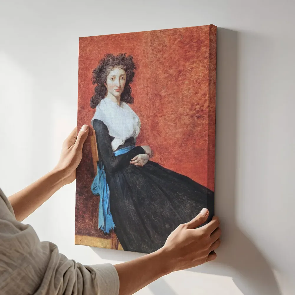 Sfeerimpressie: Portret van madame Marie-Louise Trudaine van Jacques-Louis David terwijl het aan de muur wordt gehangen