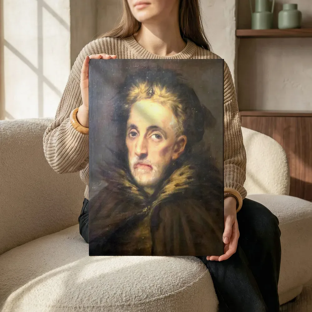 Sfeerimpressie: Portret van Manusso Theotokopoulos van El Greco terwijl het zittend wordt getoond