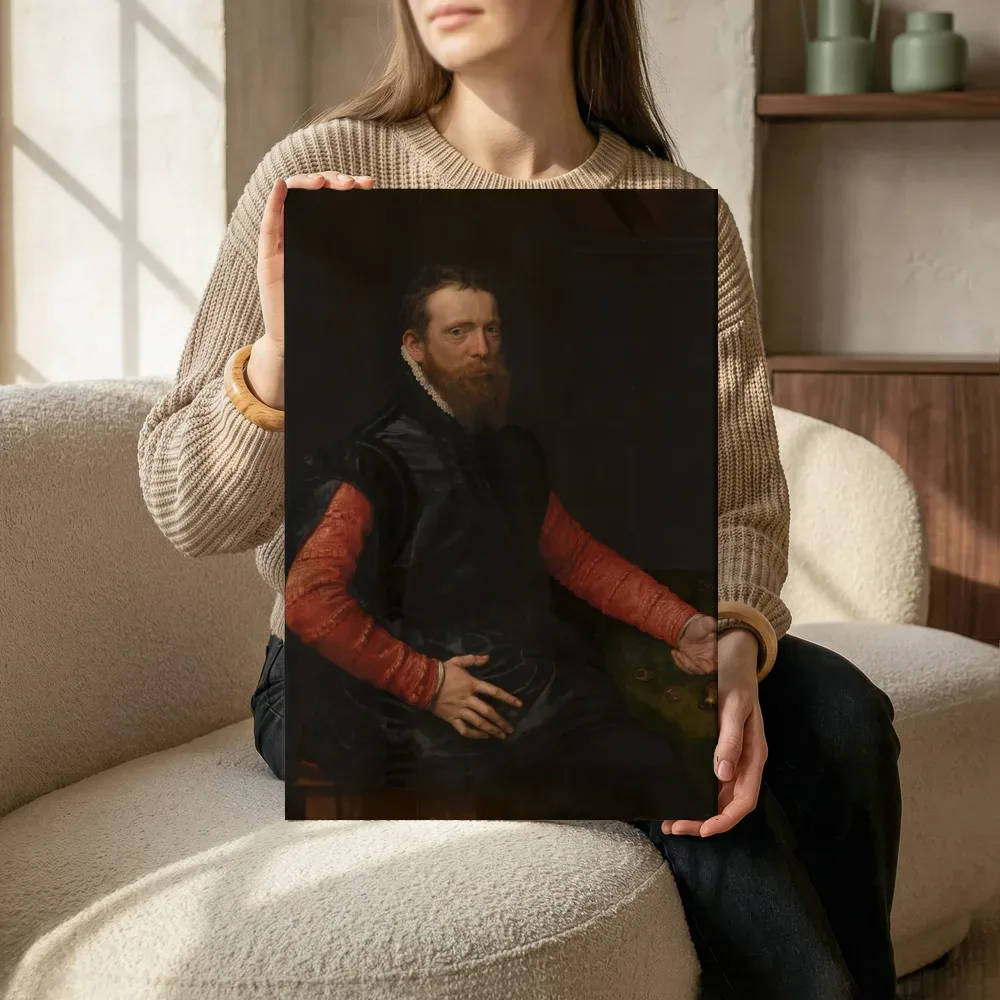 Sfeerimpressie: Portret van Steven van Herwijck (ca. 1530-1565, 1567) van Antonis Mor terwijl het zittend wordt getoond