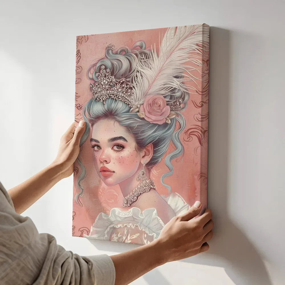 Sfeerimpressie: Prinses met tiara terwijl het aan de muur wordt gehangen