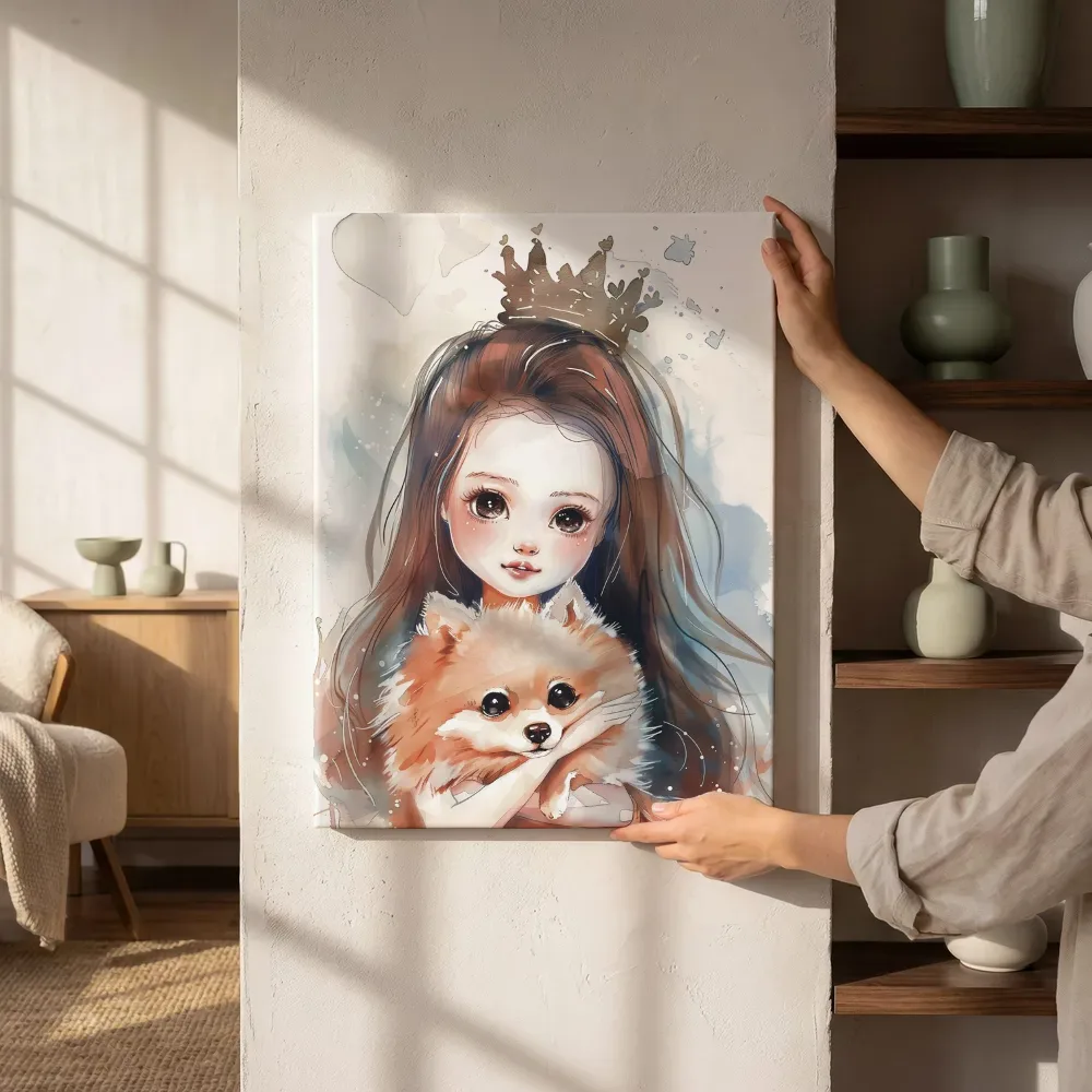 Sfeerimpressie: Prinsesje met hondje naast de kast