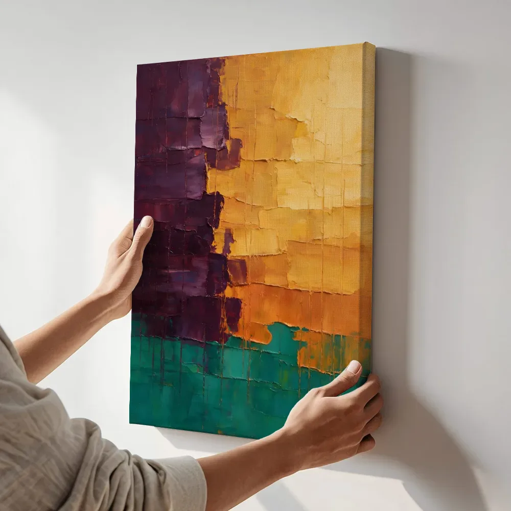 Sfeerimpressie: Pruim en oker met landtong terwijl het aan de muur wordt gehangen