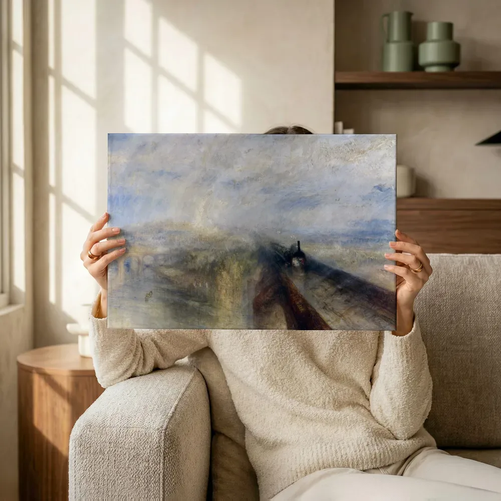 Sfeerimpressie: Regen, stoom en snelheid, de Great Western Railway van J. M. W. Turner terwijl het omhoog wordt gehouden