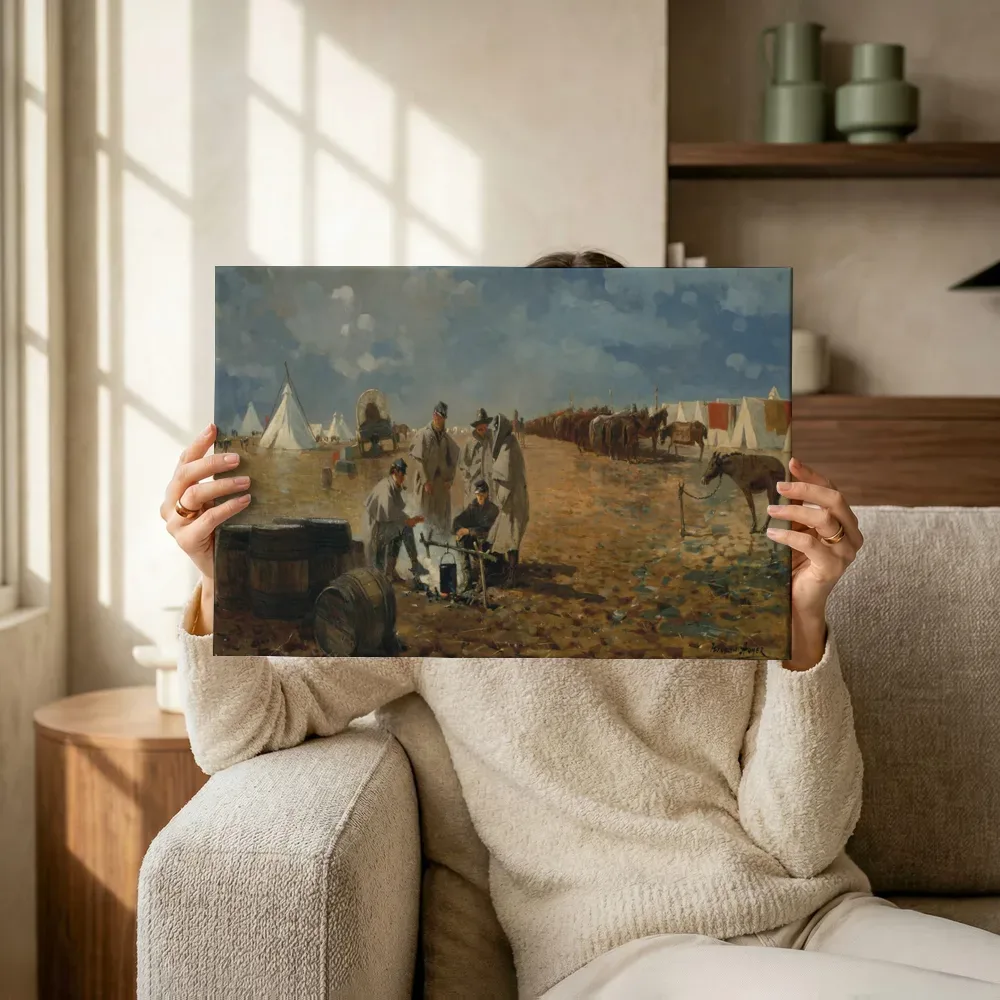 Sfeerimpressie: Rainy Day in Camp van Winslow Homer terwijl het omhoog wordt gehouden