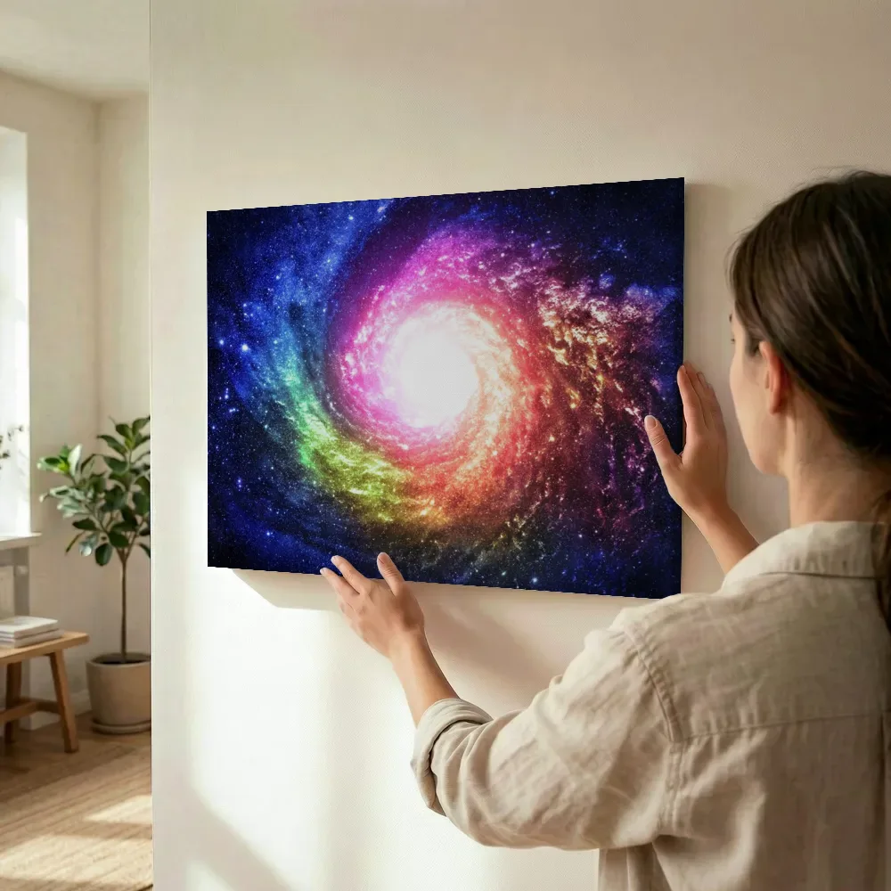 Sfeerimpressie: Regenboog spiraalstelsel terwijl het wordt opgehangen