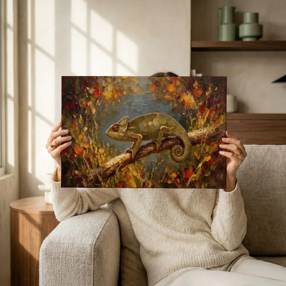 Sfeerimpressie: Reptiel in donkere pose tussen de grassen terwijl het omhoog wordt gehouden
