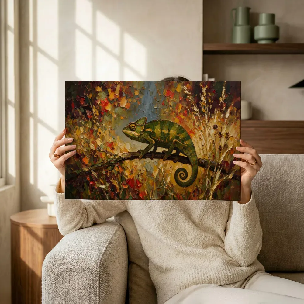 Sfeerimpressie: Reptiel in pose tussen de grassen terwijl het omhoog wordt gehouden