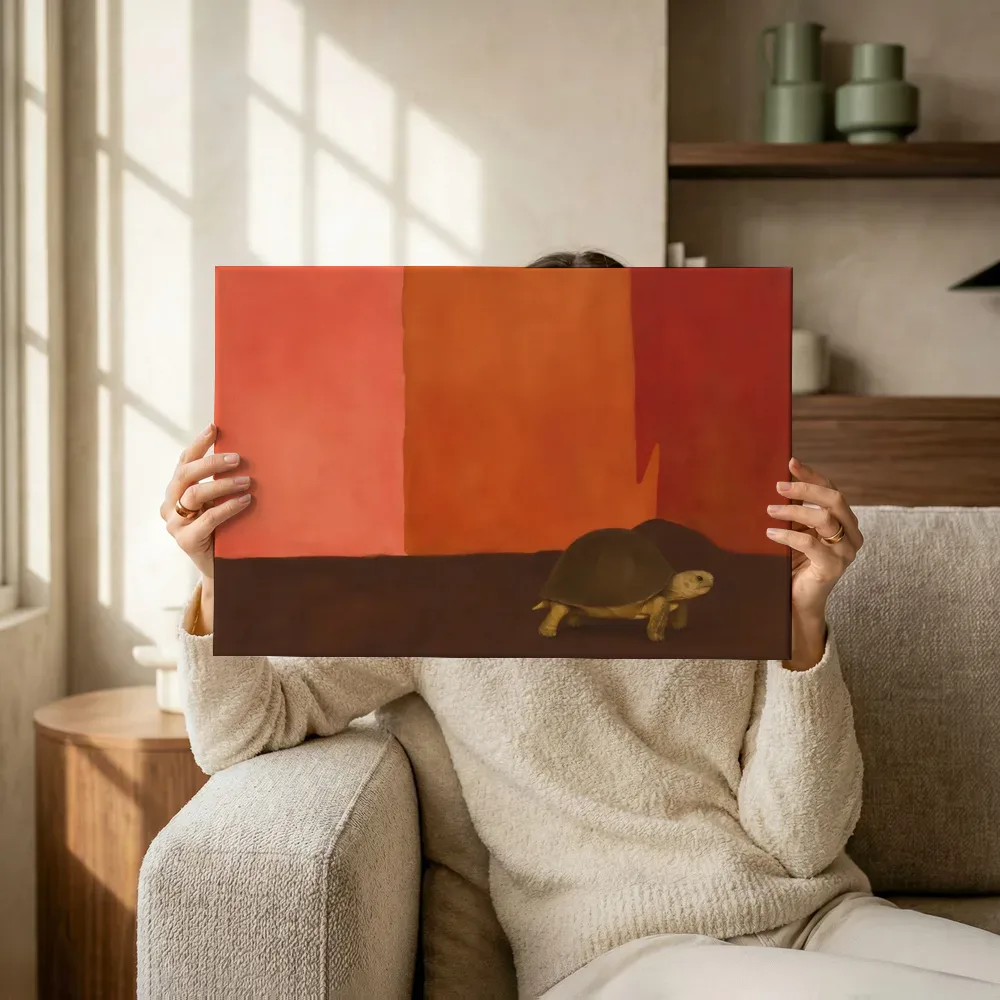 Sfeerimpressie: Reptiel in warme kleuren bij elkaar terwijl het omhoog wordt gehouden